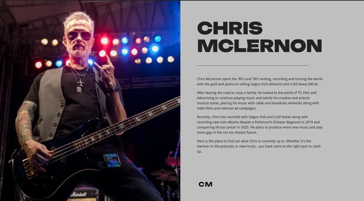 Homepage of chrismclernon.com, built on Squarespace